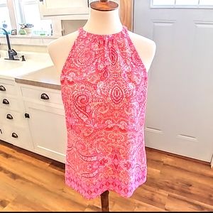 Cynthia Rowley Pink Paisley Halter Blouse M
